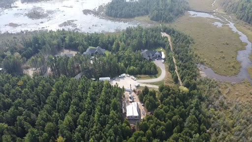drone image of cottage being built
