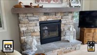 Fireplace with Cultured Stone and Raised Hearth | PMR-CulturedStoneRaisedHearth