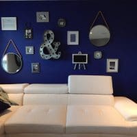 bright blue accent wall